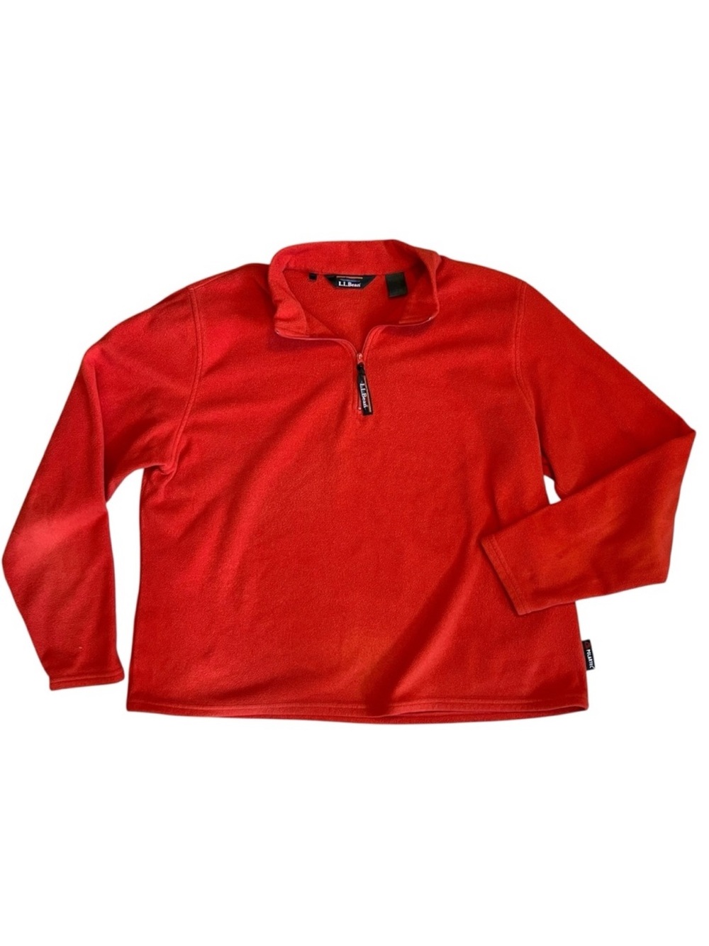 L.L. Bean Women’s Sz L Orange Fleece Quarter Zip Pullover Top Outdoor Cozy